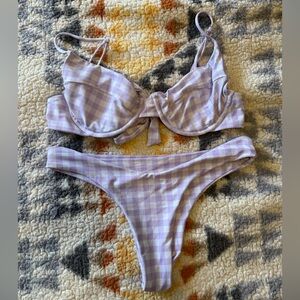 Skatie lavender and white Checkered Bikini Set